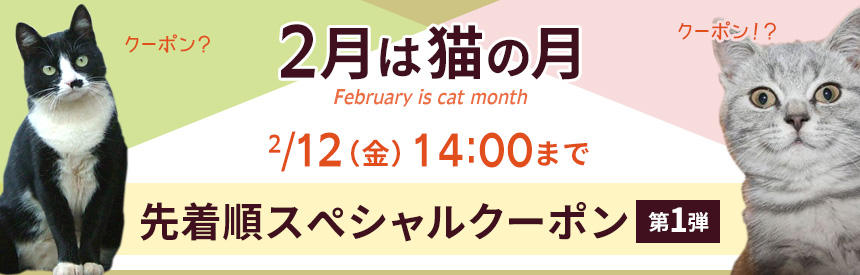 【2月は猫の月】2/12（金）14時まで！先着順スぺシャルクーポン第1弾