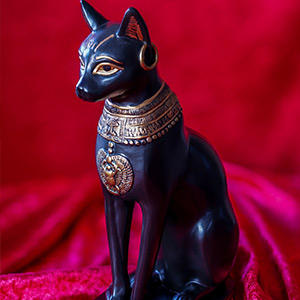 猫神バステト神の像 ネコ座像古代エジプト神話キャット彫刻宝物風 ...