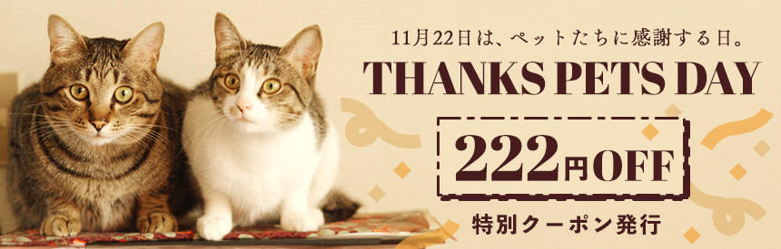 11月22日は「ペットたちに感謝する日」222円クーポン
