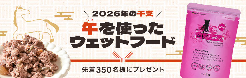 【先着350名様】2026年の干支、午（ウマ）を使ったウェットフードプレゼント